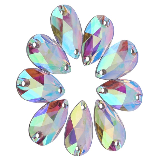 200 pièces Forme Goutte Résine Dos Plat Couture Strass avec Double Trous Décoration(Multi couleur) white