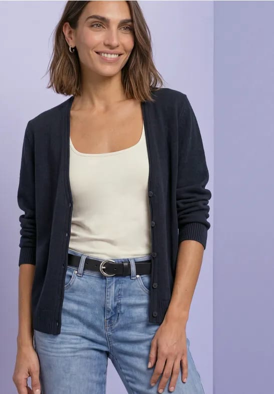 Cadigan met V-hals en knoopsluiting