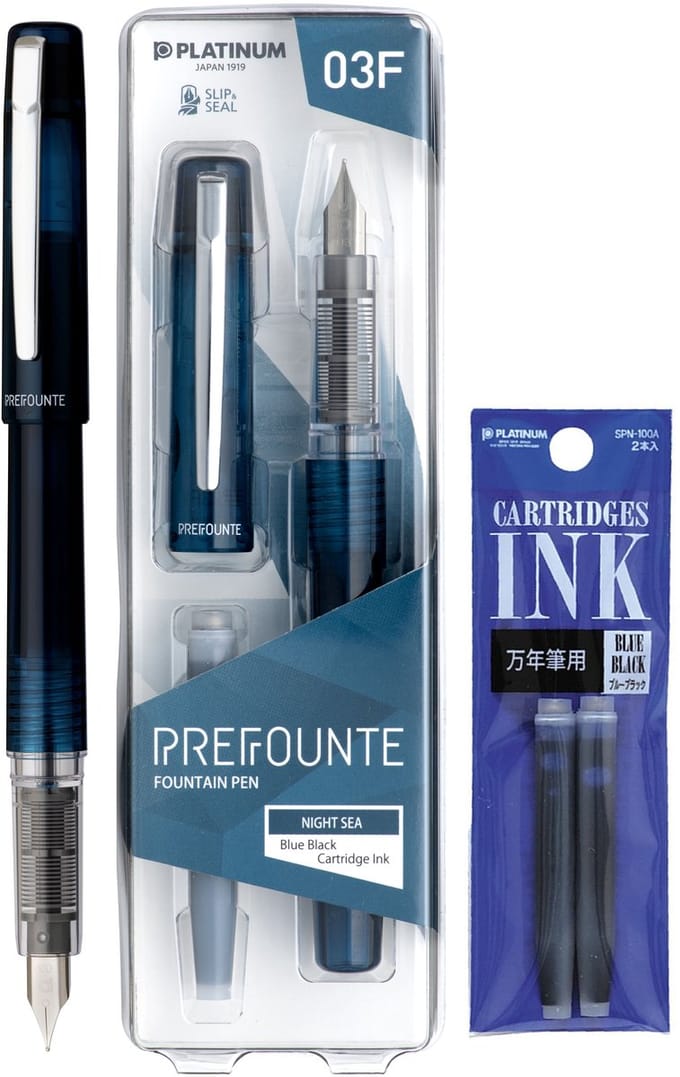 Platinum - Prefounte Vulpen - Medium - Night Sea - Met vullingen Blauw Zwart
