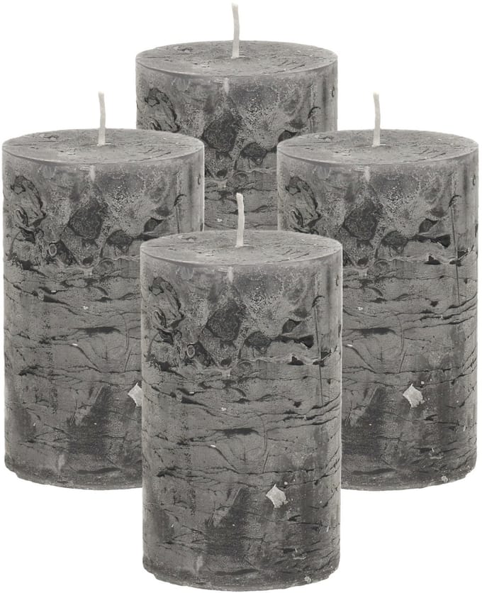 Atmosphera Stompkaars/cilinderkaars - 4x - antraciet - 5 x 8 cm - klein rustiek model