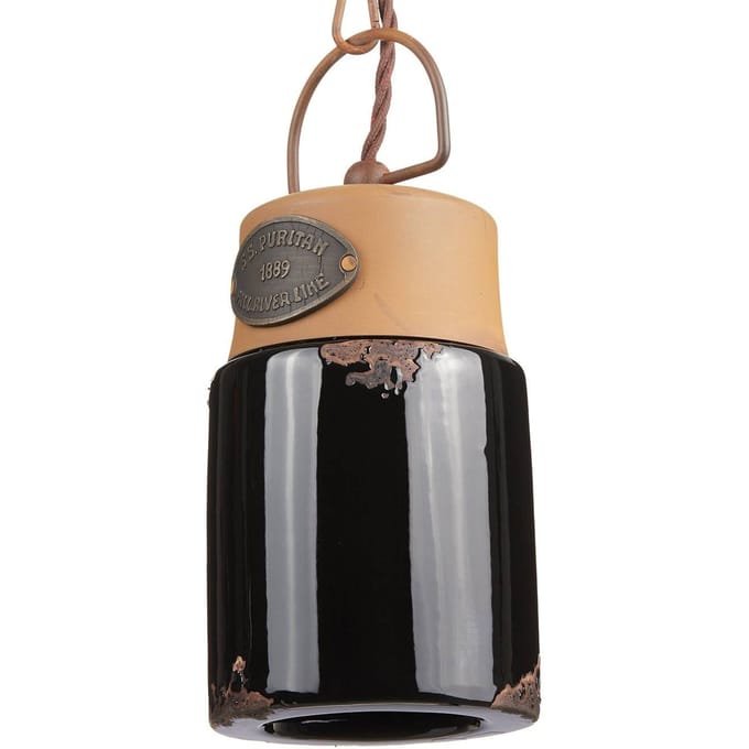 Ferroluce Hanglamp C1620, keramiek en metaal, zwart