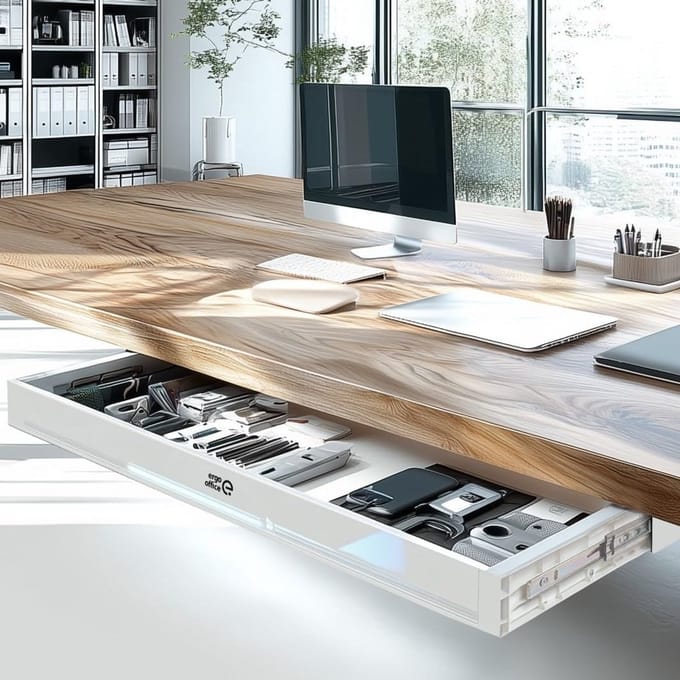 Ondertafel Lade - Werkplek Organizer - Bureau Opruimen - Ruimtebesparend Ontwerp - 758 mm Breed - Wit