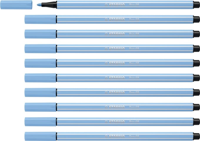 STABILO Pen 68 - Premium Viltstift - Ijs Blauw - Doos 10 stuks