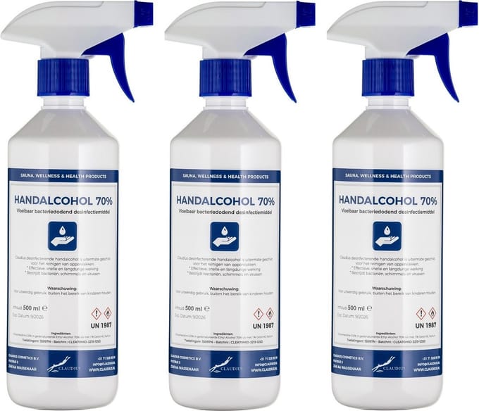 Handalcohol spray 70% - 500 ml met spraykop - set van 3 stuks