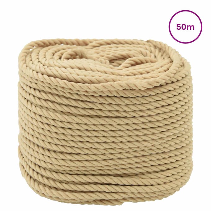 vidaXL - Boottouw - 5 - mm - 50 - m - Naturel - polypropylène