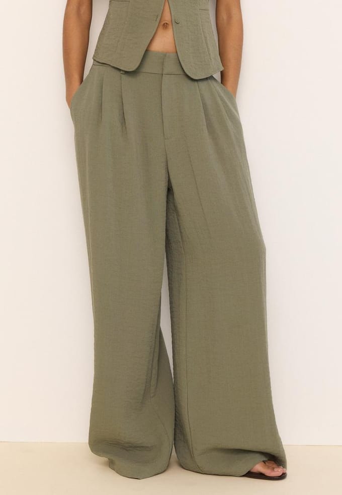 Stradivarius Rustieke verstelbare super wide broek  Kaki 34