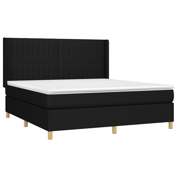 vidaXL - Boxspring - met - matras - stof - zwart - 160x200 - cm