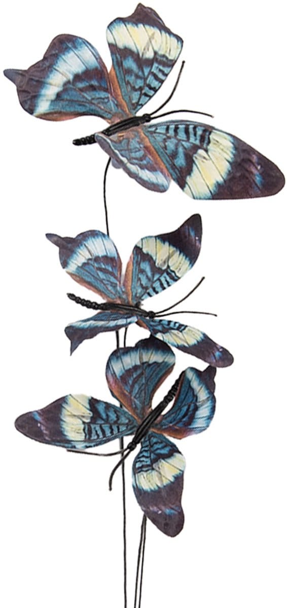 Clayre & Eef Decoratie Tak Vlinder 10x10x65 cm Blauw Textiel