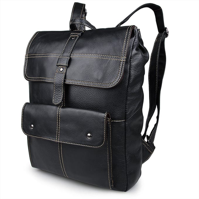 Go-To Zwarte Leren Backpack