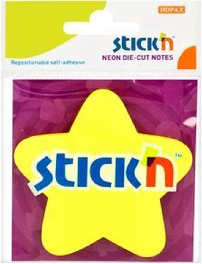Stick'n Sticky ster notes - 70x70mm - Neon Geel - 50 memoblaadjes