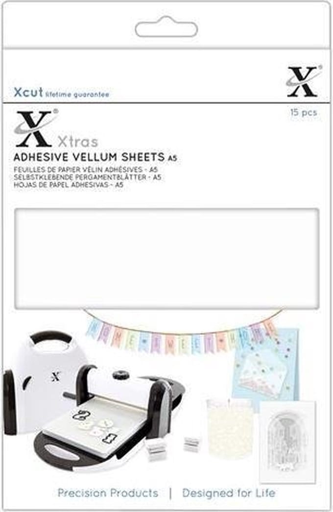 Xcut Xtras' A5 Adhesive Vellum Sheets (15pcs) - White