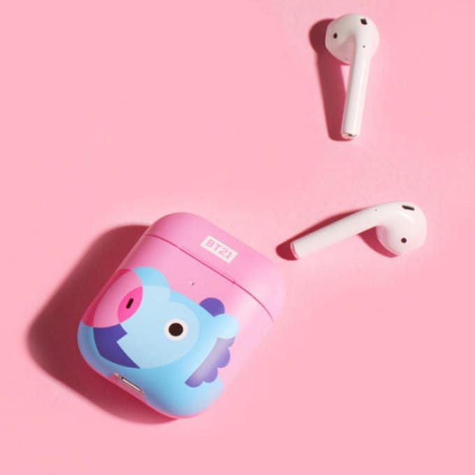 Étui Rigide BT21 pour Airpods (MANG), BTS, K-POP, Idol pink