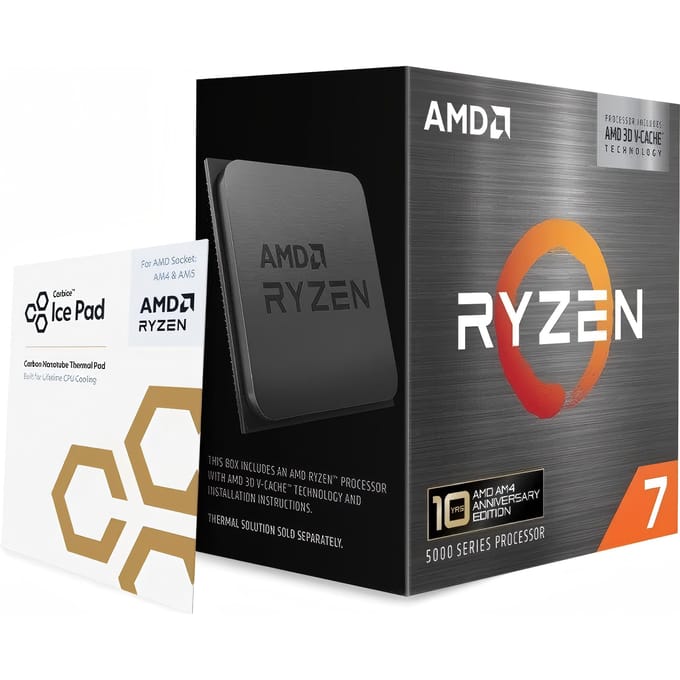 AMD Ryzen 7 5800X3D 10th Anniversary Edition CPU 8-Core 16-Thread AM4 Processor 3D V-Cache 96MB L3 Cache Tot 4,5 GHz voor Gaming PC