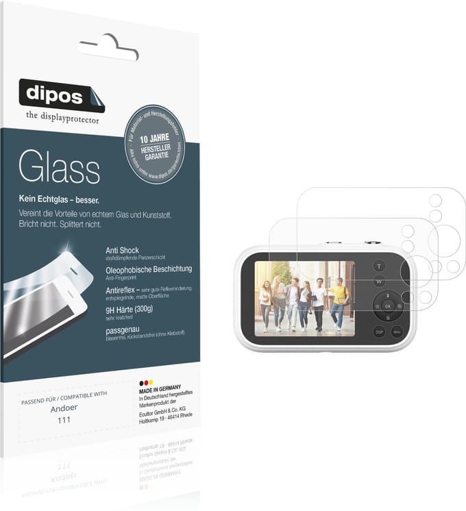 dipos – 2x Matte Pantserfolie geschikt voor Andoer 111 | 9H Screenprotector