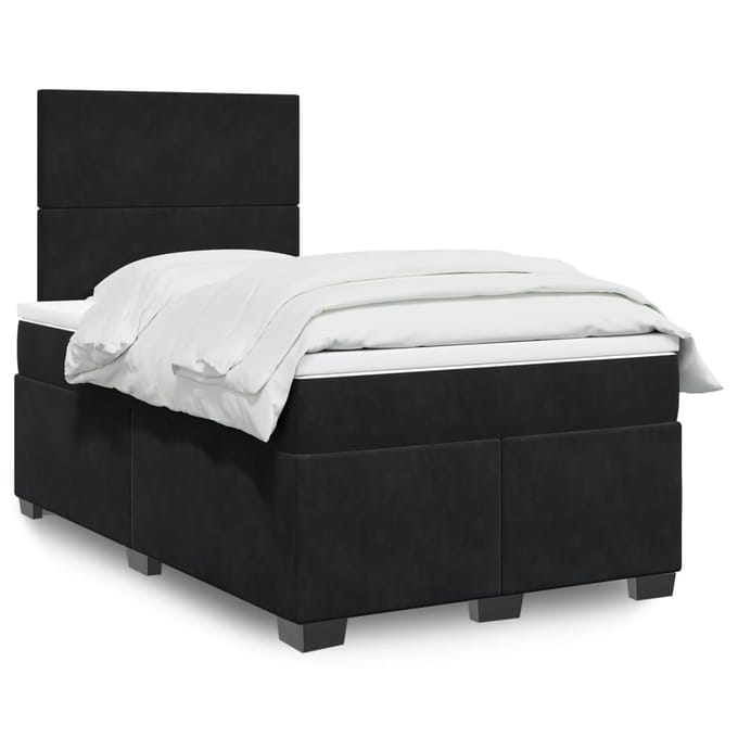 vidaXL - Boxspring - met - matras - fluweel - zwart - 120x190 - cm