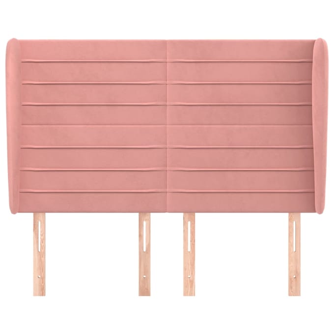vidaXL - Hoofdbord - met - randen - 147x23x118/128 - cm - fluweel - roze