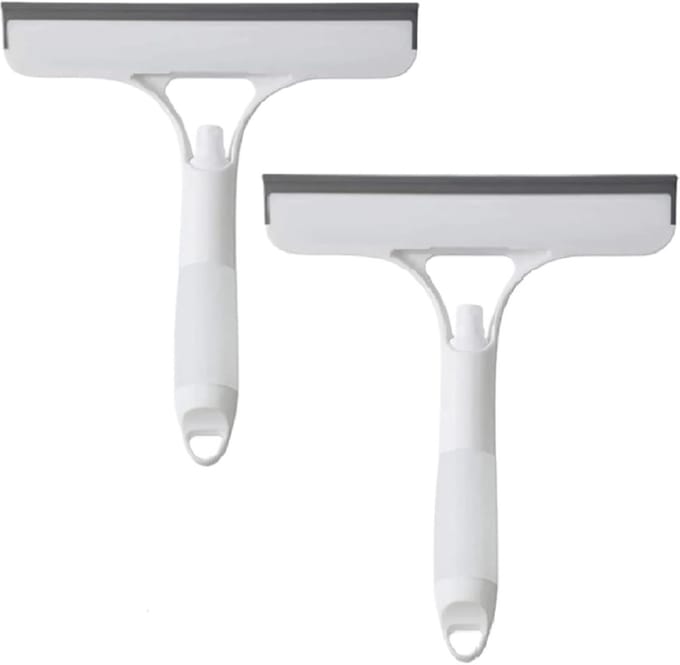 Douchewisser Set - Glasreiniger - Streeploos Reinigen - 3-in-1 Functionaliteit - 2 Stuks - Wit