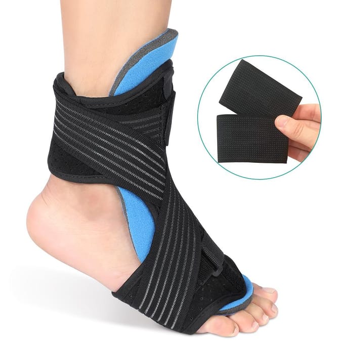 Improved Plantar Fasciitis Support Straightener Black (single pack) + fish silk elastic band zwart