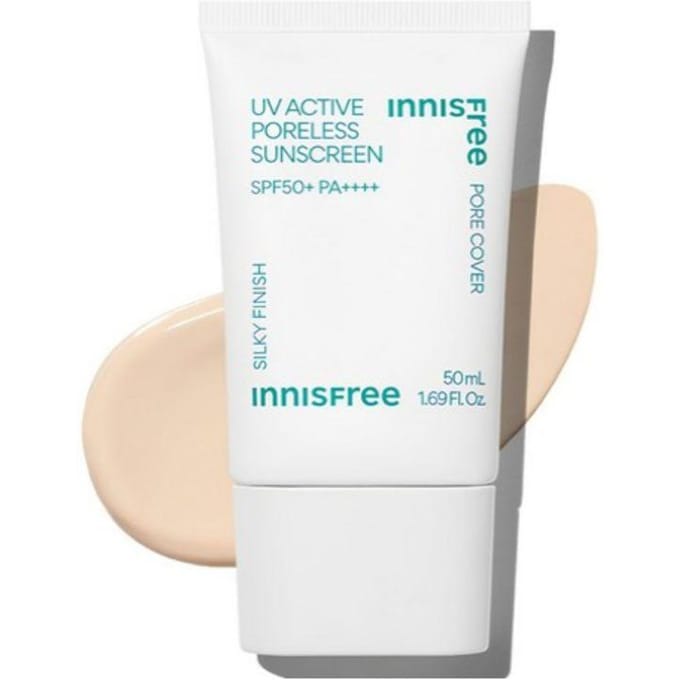 Innisfree UV Active Poreless Zonnebrandcrème SPF50+ PA++++ (50ml, 1 stuk) beige