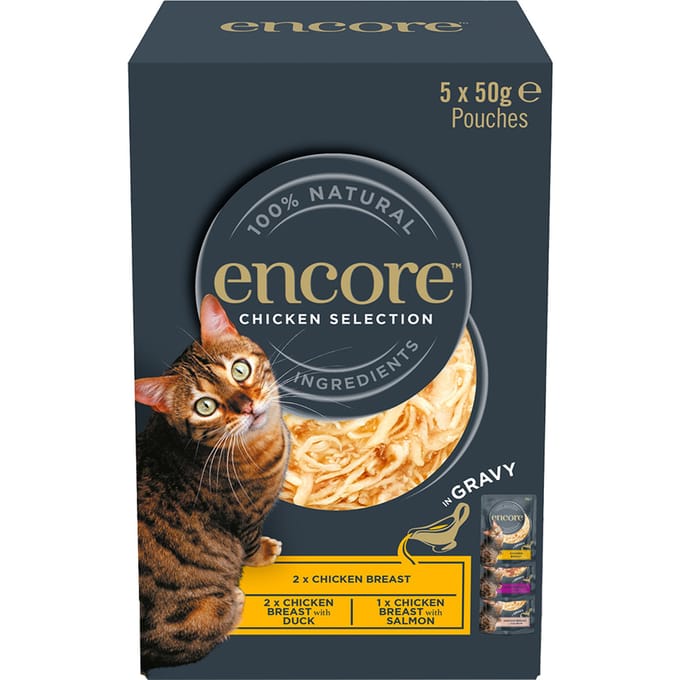 5x 50g Encore Cat Gravy Zakjes Mix Kip selectie (3 Sorten) Katten Natvoer