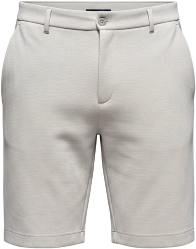 OMBRE Korte Broek - Slim Fit - Katoen - Knopen Lichtgrijs Gemêleerd L