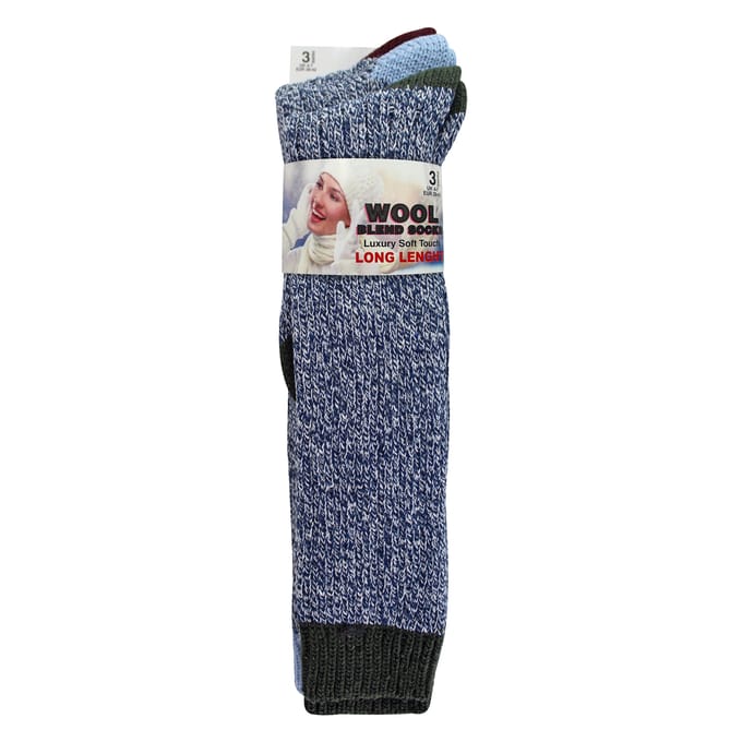 3 Paar Extra Lange Warme Wollen Dames Sokken