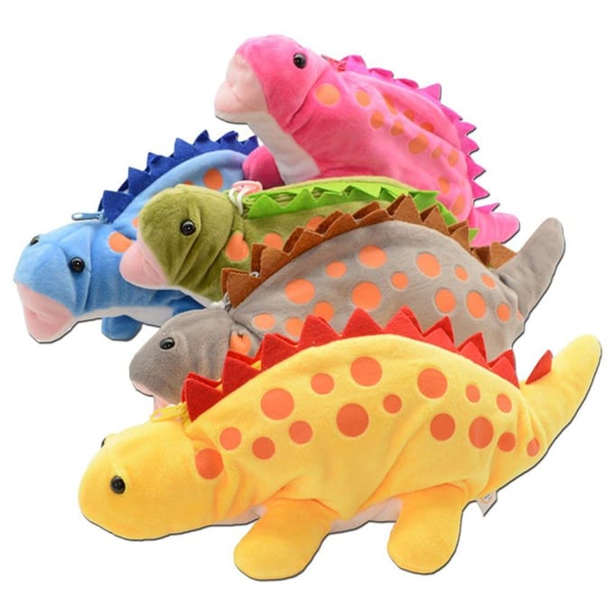 Dinosaurusvormige Etui Creatieve Grote Capaciteit Pluche Etui Pennendoos School Kantoor grijs