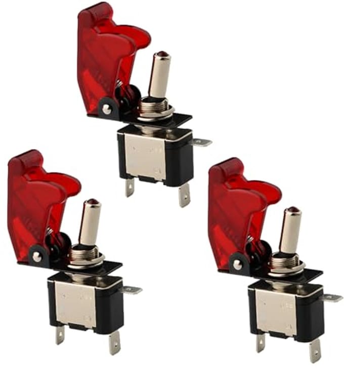 Tuimelschakelaar met LED-display - Rood 12V/20A SPST (3 stuks)