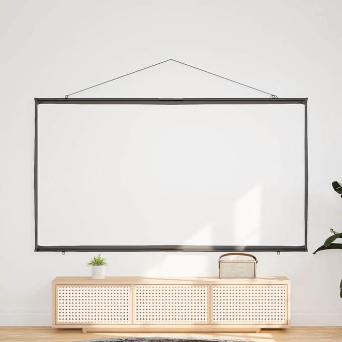 Projectiescherm wandhangend - Projector scherm - Thuisbioscoop presentaties - Handmatig oprolbaar - 100 inch 16:9 - Wit