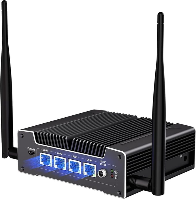 Mini PC - Router PC - Netwerk Beheer - Ventilatorloos Ontwerp - 8GB 256GB - Zwart