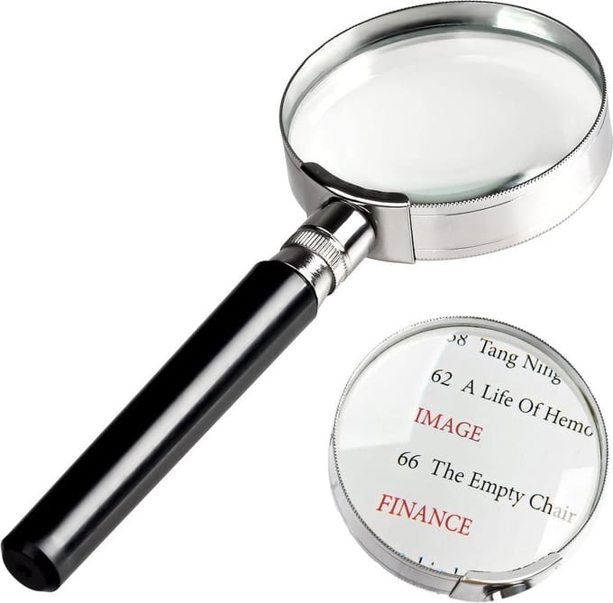 Vergrootglas Magnifier - klassiek - 90 mm - Glas - Metaal