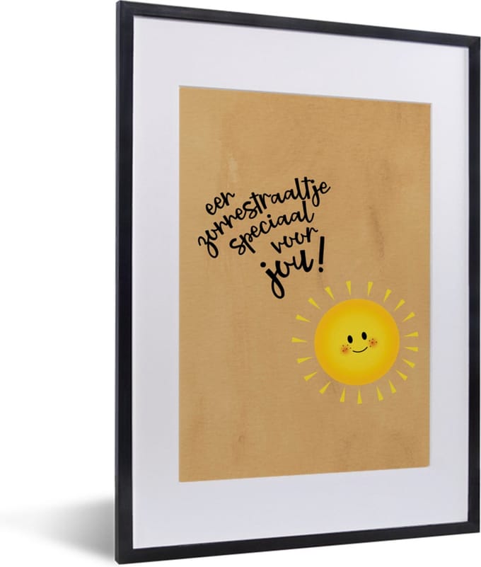Fotolijst incl. Poster - Beterschap - Quote - Zon - 30x40 cm - Posterlijst
