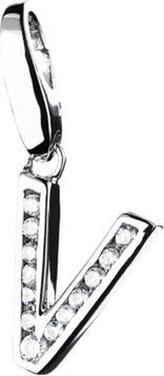 Charm | bedel | zilver | letter | V | zirkonia