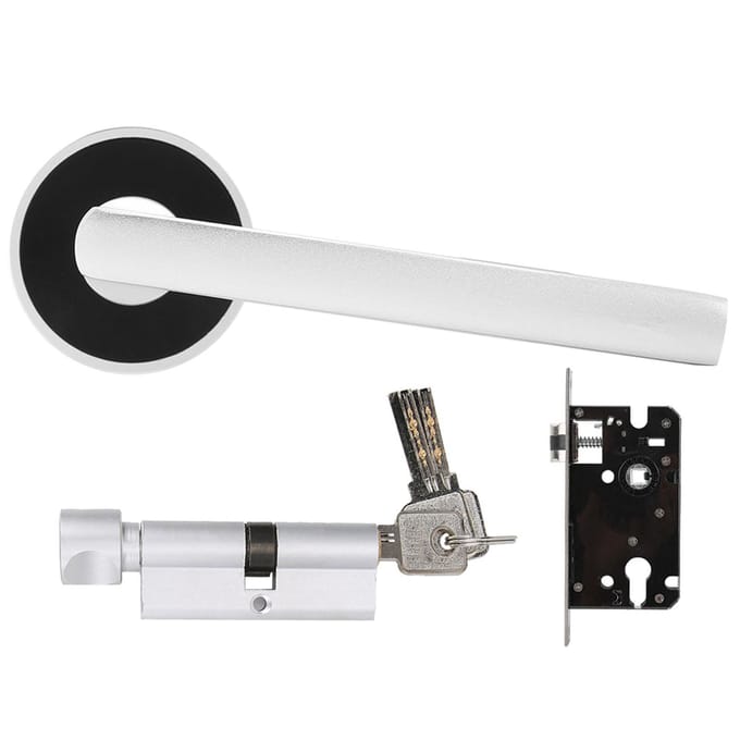 Poignée de porte durable de style européen Avant Arrière Levier Serrure Cylindre avec Clés Aluminium white