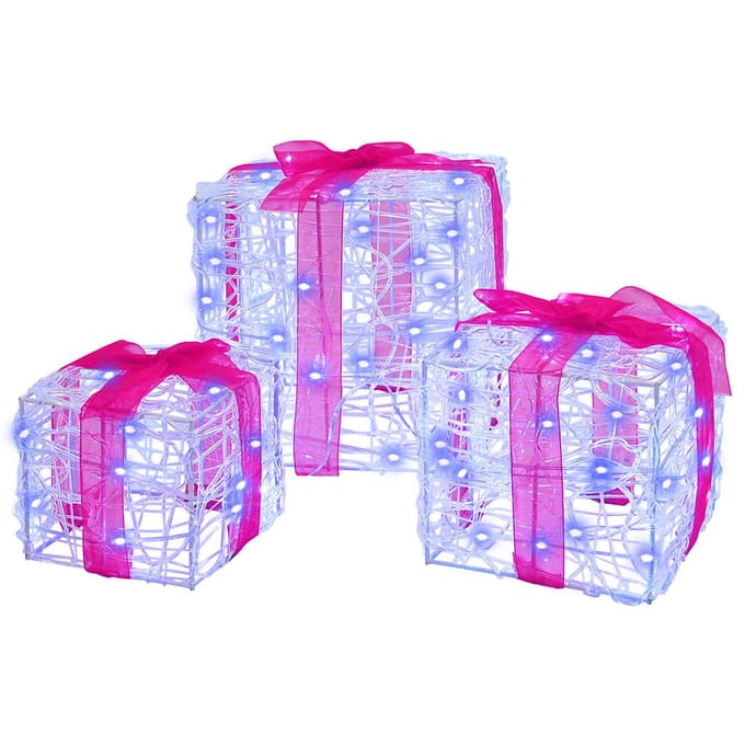 vidaXL - 3 - st - 60 - LED's - Blauw - 20 - x - 20 - x - 20 - cm - Acryl