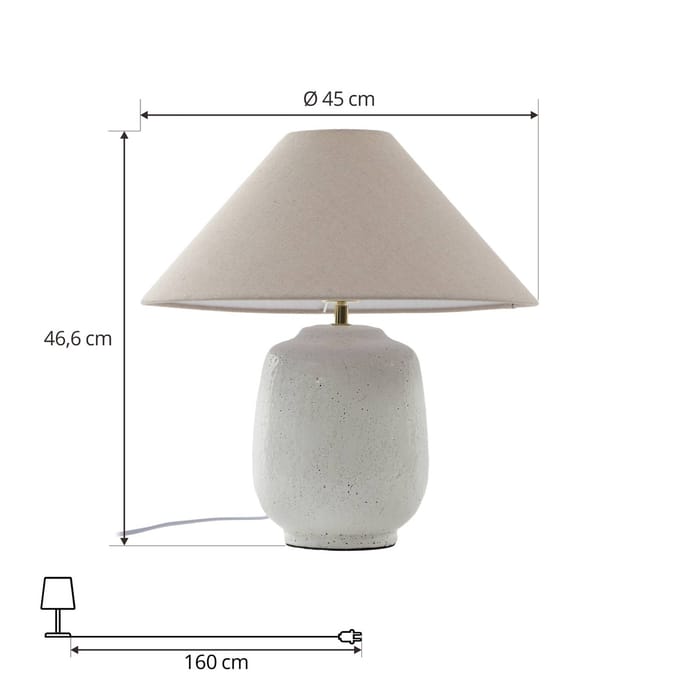 Lucande tafellamp Thalorin, hoogte 47 cm, wit, keramiek