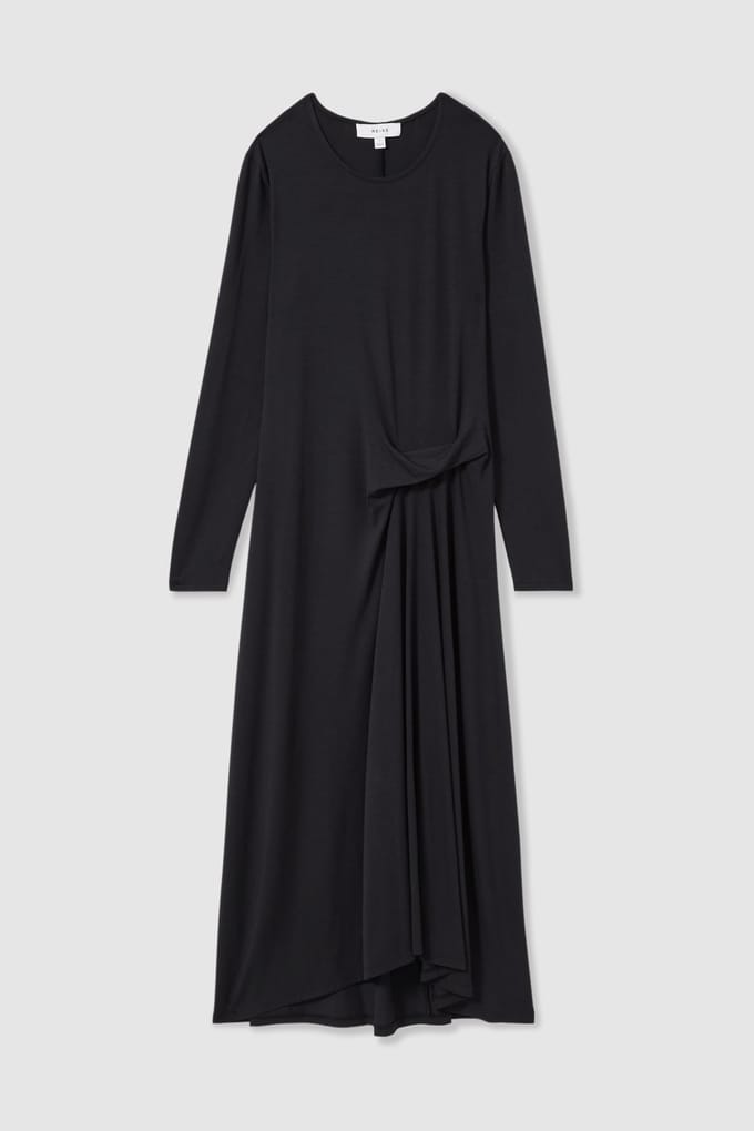 Reiss Ruched Plain Midi Navy Taglia: 8 | Abiti Midi Outlet | Donna | Blu