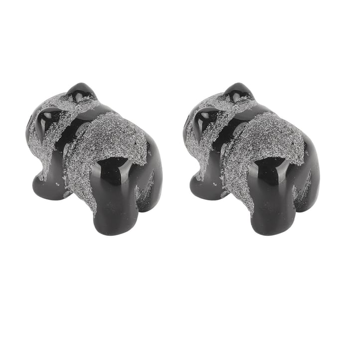 2 stuks Panda Beeld Obsidiaan Mat Schattig Mini Ingenieus Handgemaakt Panda Beeld Decoratie voor gray