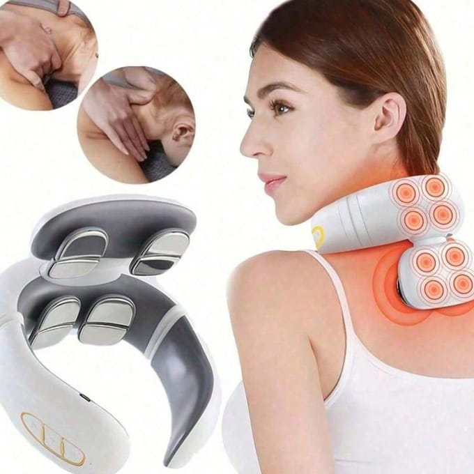 EMS Elektrische Cervicale Wervelkolom Massager 6 Modellen 9 Snelheden Nek Schouder Massage wit