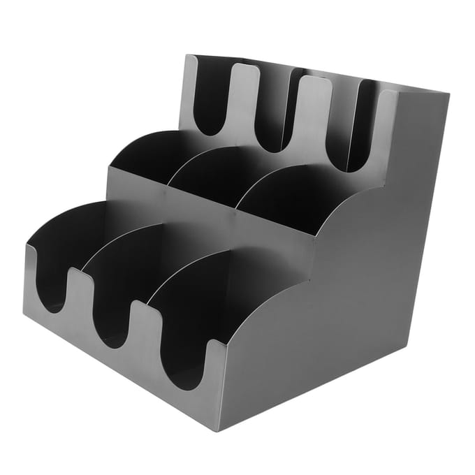 Beker- en Dekselorganizer 9 Vakken RVS Verticale Koffiekopdispenser en Dekselhouder black