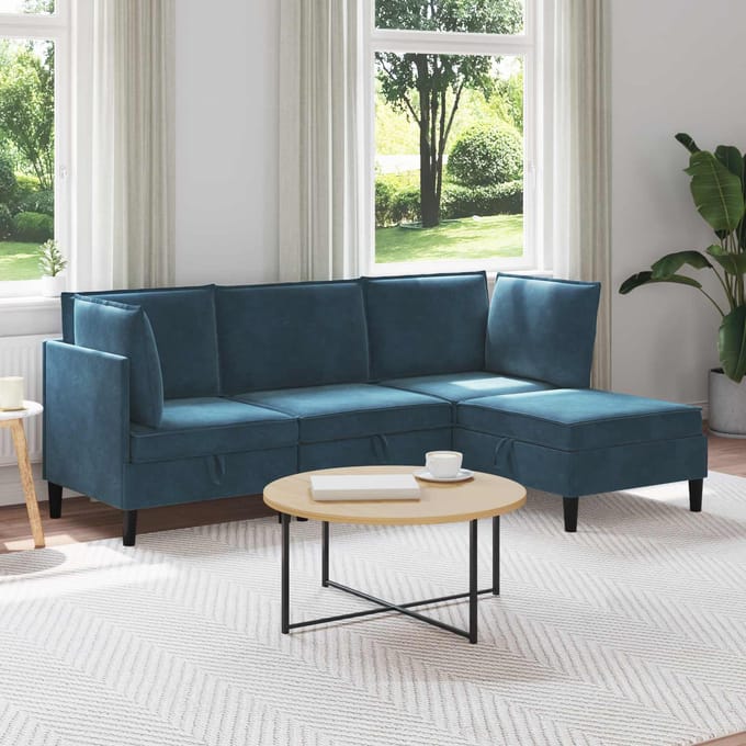 vidaXL - Woonkamer - Meubelset - 4 - st - Blauw - Fluweel