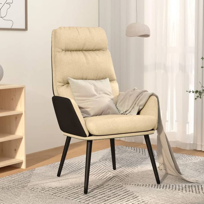 vidaXL - Relaxstoel - stof - crèmekleurig