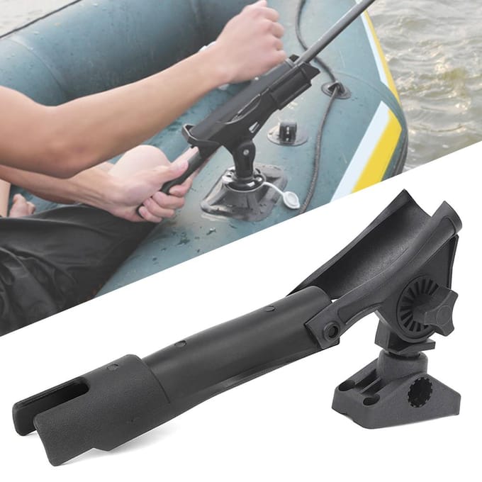 Support de base universel pour canne à pêche, outil de support réglable à 360 degrés pour canoë, kayak, dérive black