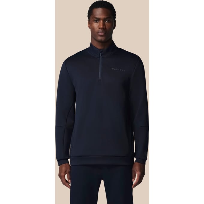 Heren Flex Lange Mouwen Kwartrits Sweatshirt - Marineblauw