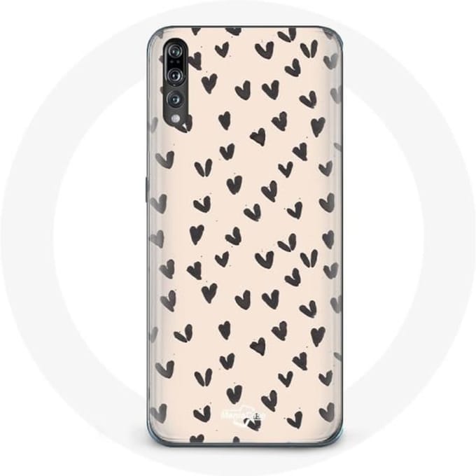 Coque pour Huawei p20 Fond de texture abstraite coeurs noirs
