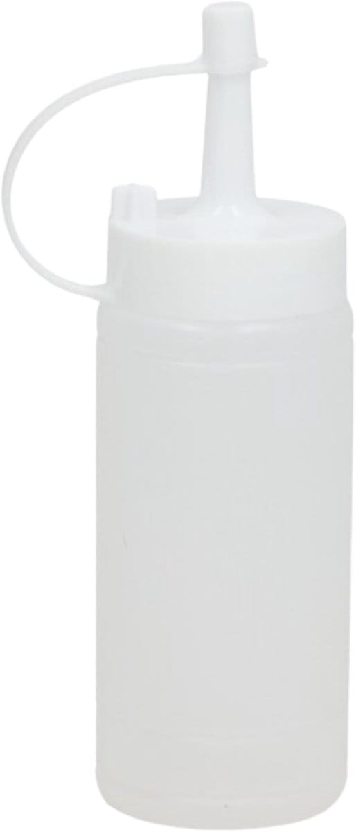 Gerimport Doseerfles/sausfles transparant - met schenktuit - 146 ml - H13.50 - Pannenkoeken/poffertjes