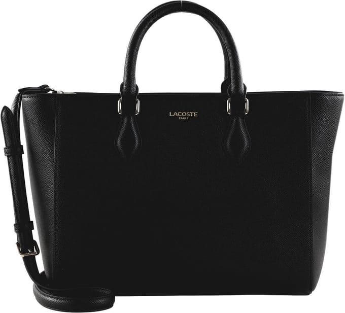 LACOSTE Leren handtas schoudertas Top Handle Bag Noir zwart