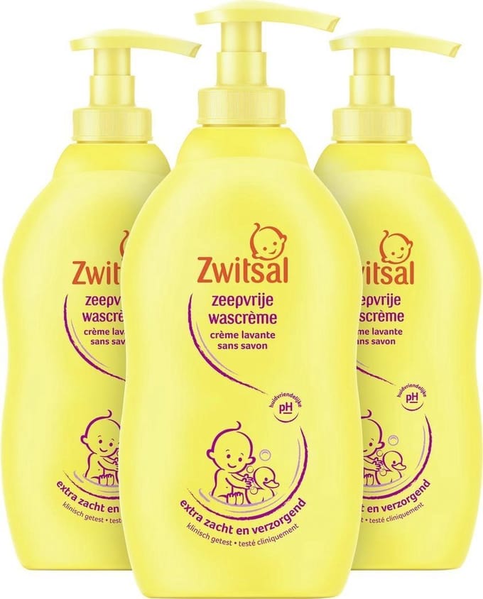 Zwitsal - Zeepvrije Wascreme - 3 x 400ml - Voordeelpack