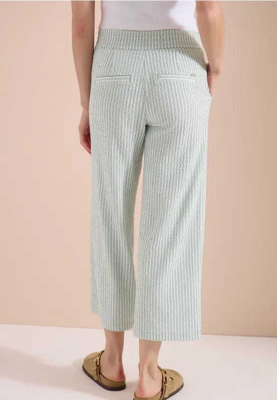 7/8 Wide Legs broek in seersucker stof