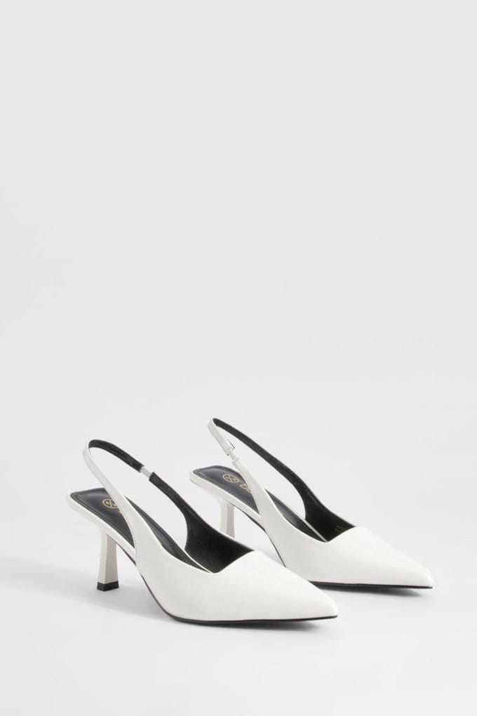 boohoo Dames Laag Stiletto Slingback Courtschoen | Off White | Maat: 40